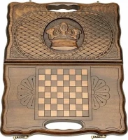 Нарды резные &quot;Корона&quot; с ручкой 30, Haleyan