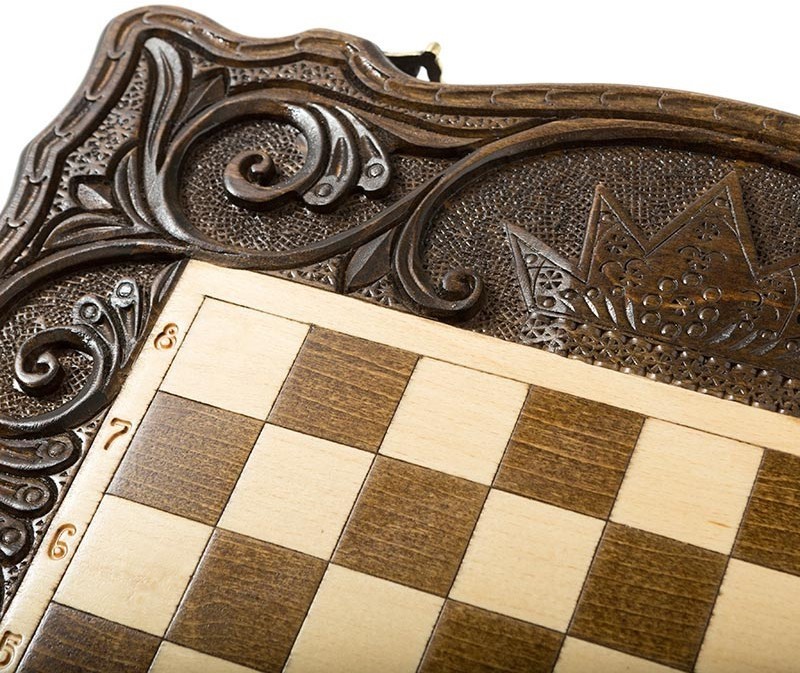 Шахматы + нарды резные "Корона" 40, Haleyan