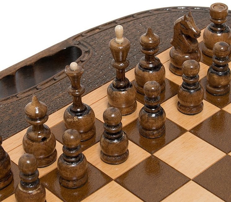 Шахматы + нарды резные "Овальные" 40, Haleyan