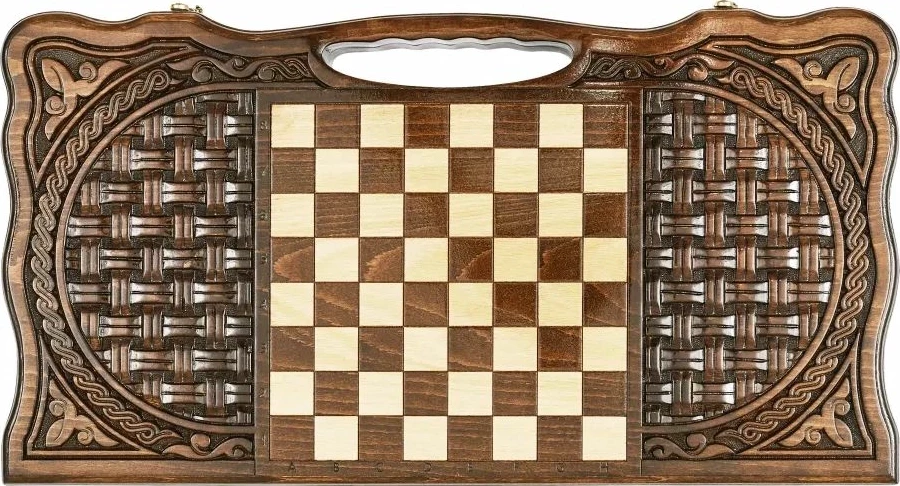 Нарды резные "Армянский узор 11" с ручкой 60, Haleyan