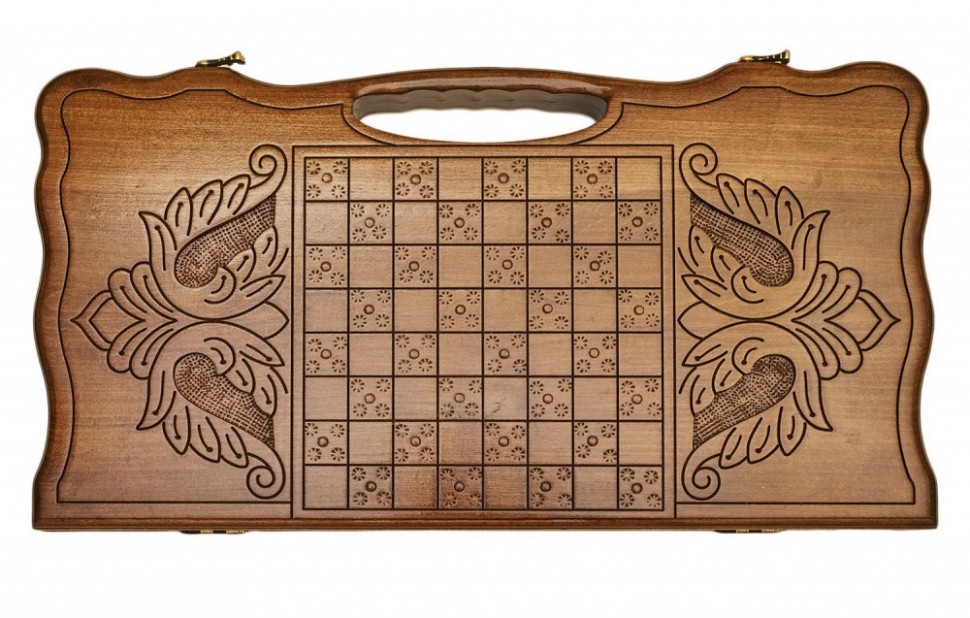 Нарды резные "Корона" с ручкой, Haleyan