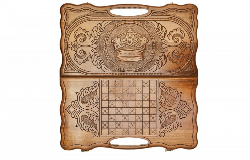 Нарды резные "Корона" с ручкой, Haleyan