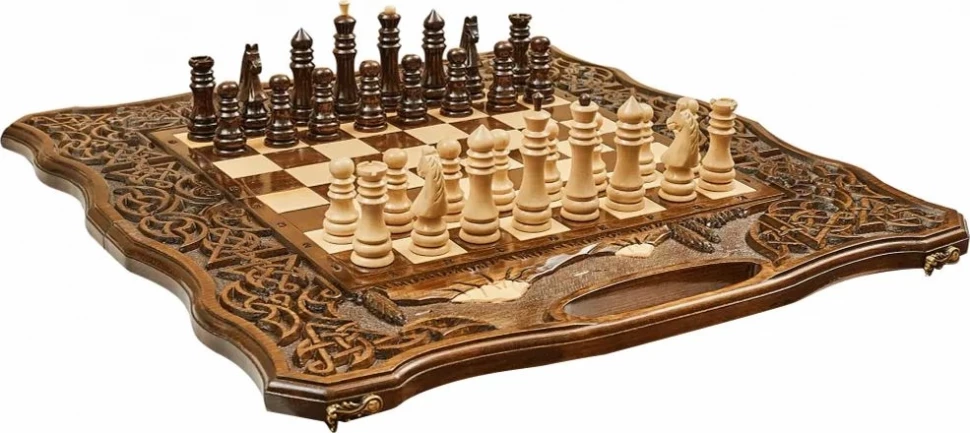 Шахматы + нарды резные с Араратом 2, ручкой, Haleyan