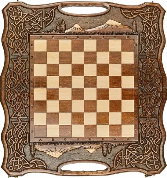 Шахматы + нарды резные с Араратом 2, ручкой, Haleyan