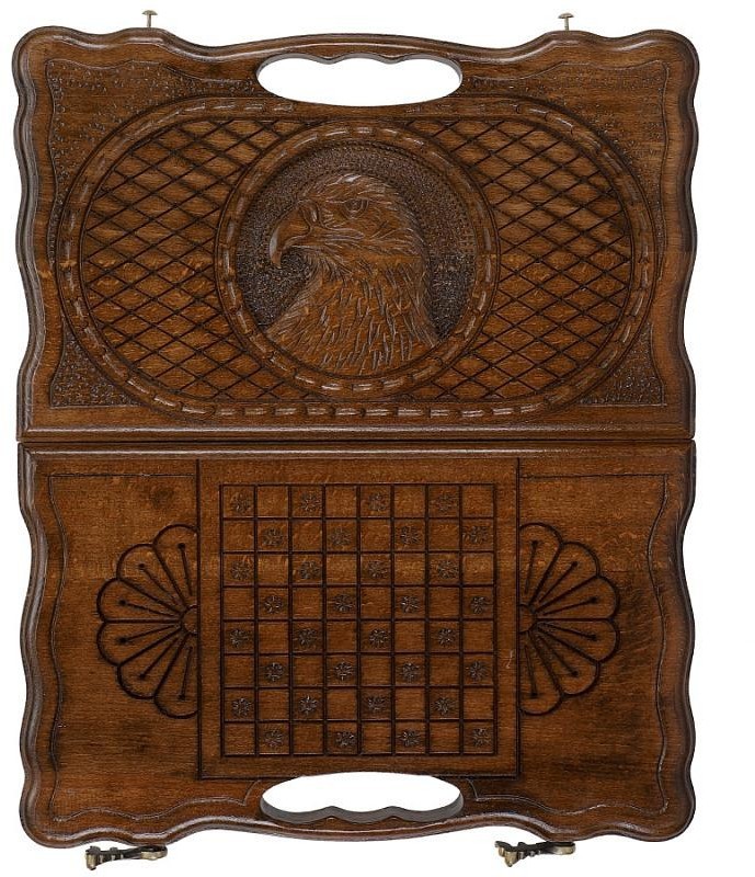 Нарды резные "Орел" с ручкой 30, Haleyan