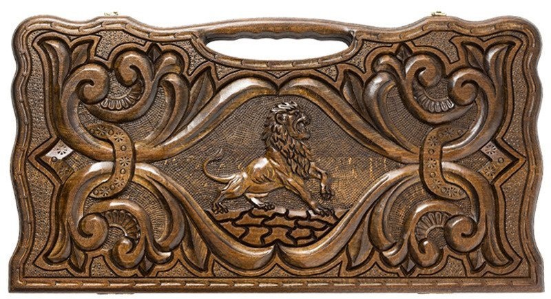 Нарды резные "Лев" с ручкой, Haleyan