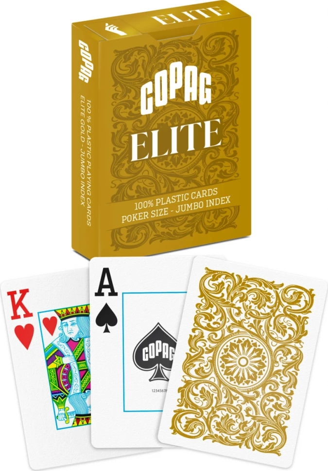 Карты "1546 Elite Plastic Poker Size Jumbo Index gold Single deck"