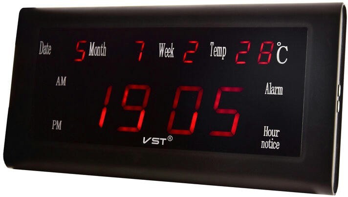 Сетевые часы vst795w-1 220В крас.цифры (дата,температура)+блок