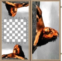 Нарды + Шашки Сирия Лев в Саванне большие (Россия, дерево, 60 см), Partida