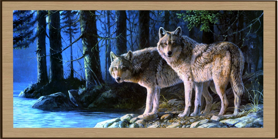 Нарды + Шашки Сирия Волки в лесу большие (Россия, дерево, 60 см), Partida