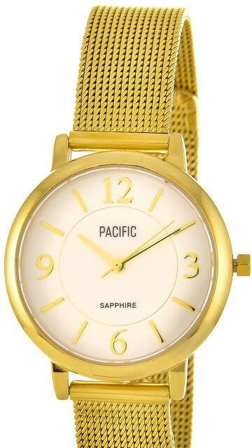 Наручные часы pacific x6147-3 корп-золот циф-бел/желт сетка