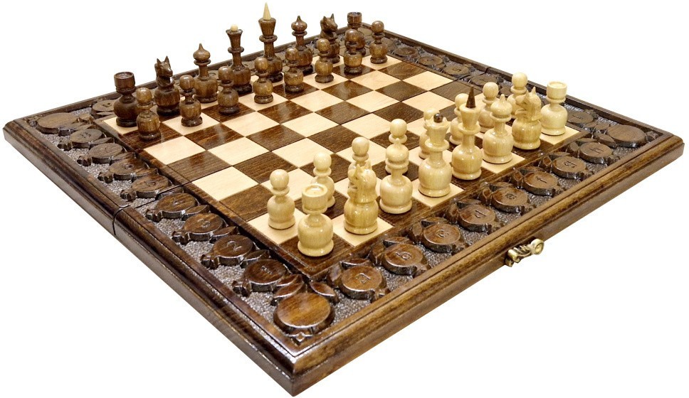 Шахматы + нарды резные с гранатами 50, Haleyan