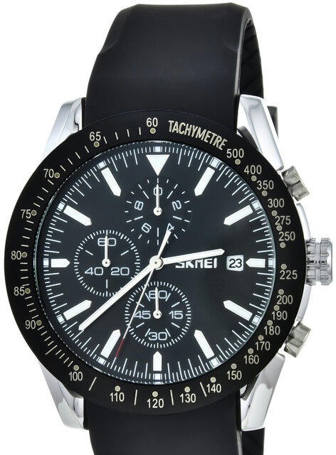 Skmei 9253psibk silver/black-silicone strap