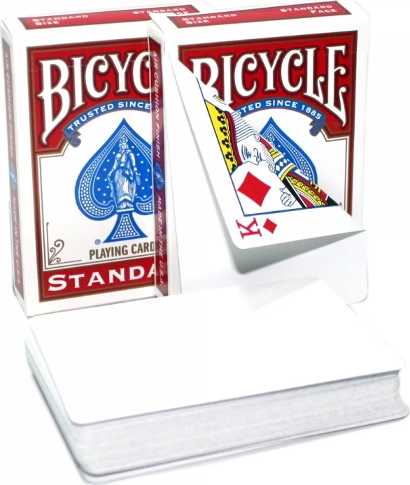 Карты "Bicycle Blank Back Standard Face red" / рубашка пустая, лицо стандарт