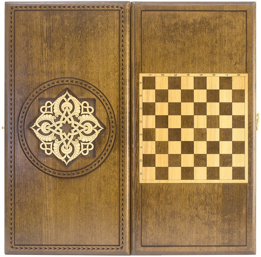 Нарды резные "Золотой Узор 2" 50, Mirzoyan