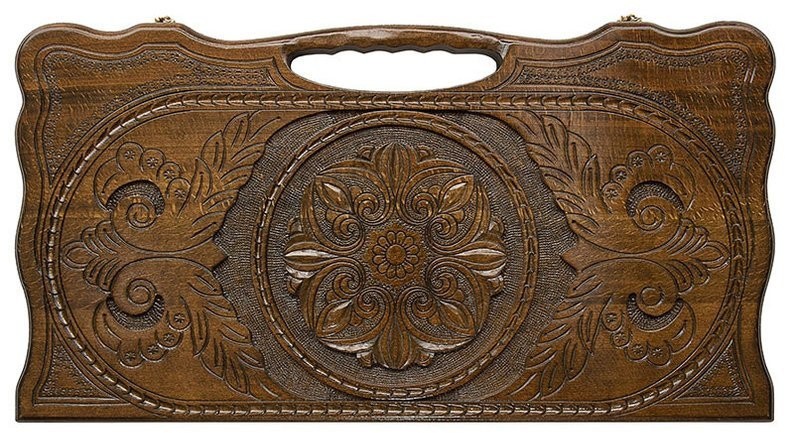 Нарды резные "Армянский узор 5" с ручкой 60, Haleyan