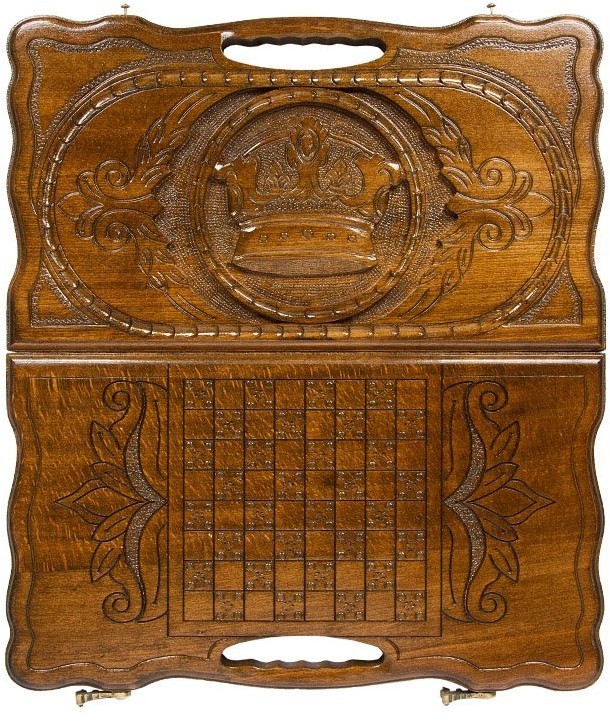 Нарды резные "Корона" с ручкой 50, Haleyan