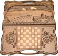 Нарды резные &quot;Арарат и Хор Вирап&quot; с ручкой 50, Haleyan