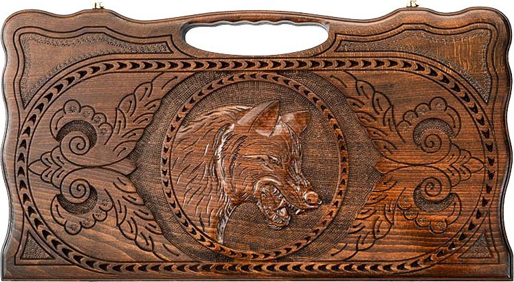 Нарды резные "Волк" с ручкой 60, Haleyan