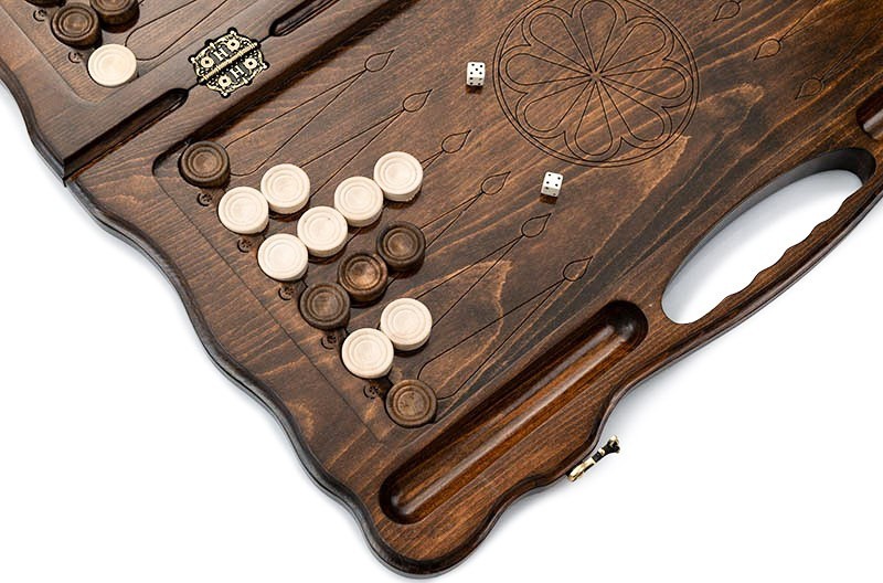 Нарды резные "Волк" с ручкой 60, Haleyan