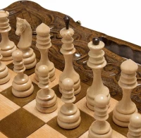 Шахматы + нарды резные &quot;Антемион&quot; 60 с ручкой, Haleyan