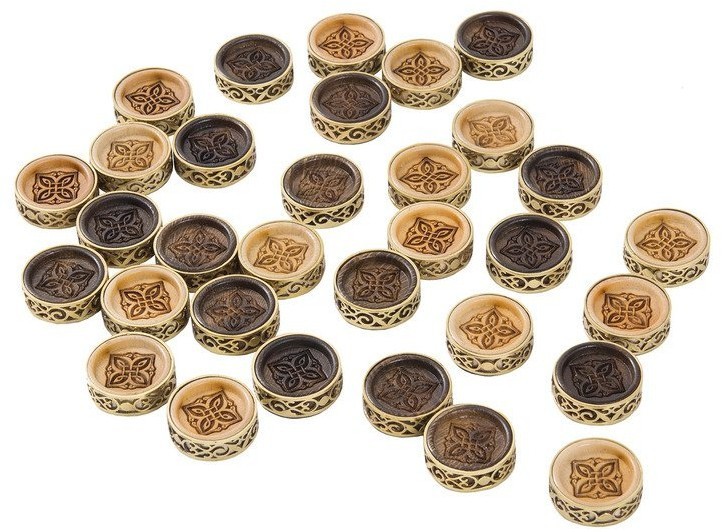 Набор резных фишек для нард с бронзой 205, Haleyan