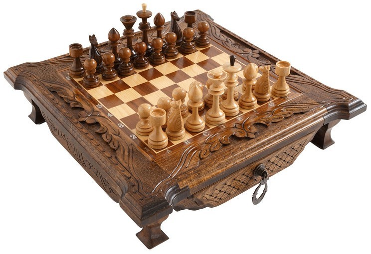 Шахматы резные в ларце с ящиками 50, Haleyan