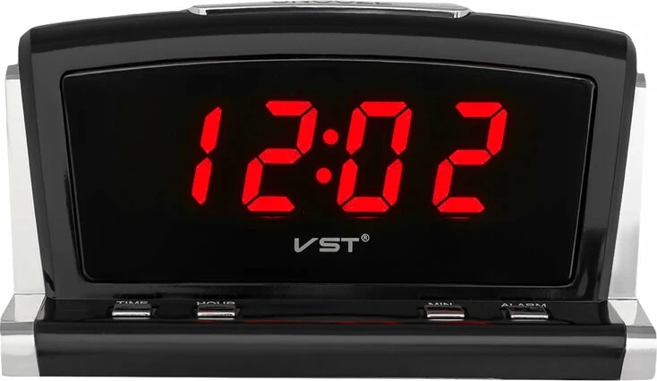 Сетевые часы vst718-1 220В красн+usb каб. (без адаптера)