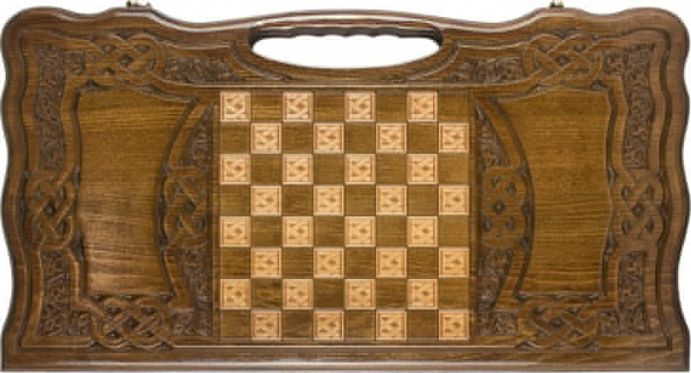 Нарды резные "Армянский узор 9" с ручкой 60, Haleyan