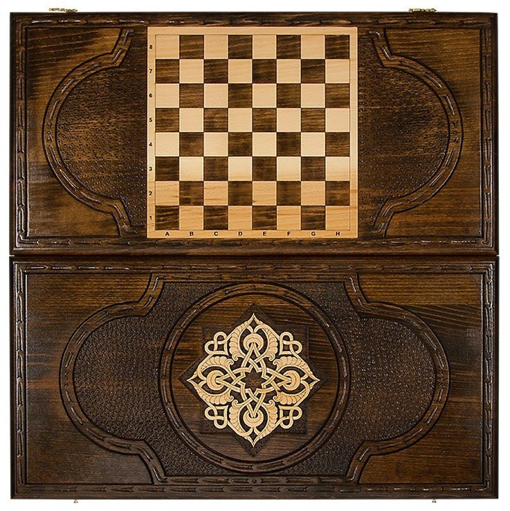 Нарды резные "Золотой Узор 1" 40, Mirzoyan