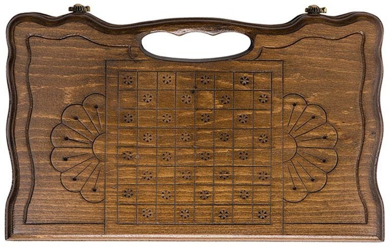 Нарды резные "Корона" с ручкой 30, Haleyan