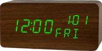 Сетевые часы vst862w-4 зел.цифры (корич)