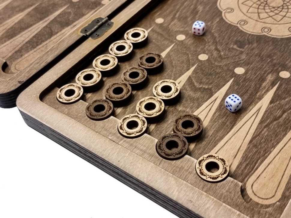 Нарды Марс "Золотой Орнамент 2" средние (деревянные, 50 см, Россия), Partida