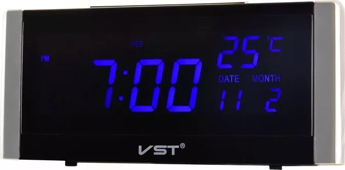 Сетевые часы vst731w-5 220В син.циф+usb каб (без адапт) говор