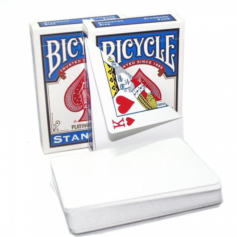 Карты "Bicycle Blank Back Standard Face blue" / рубашка пустая, лицо стандарт
