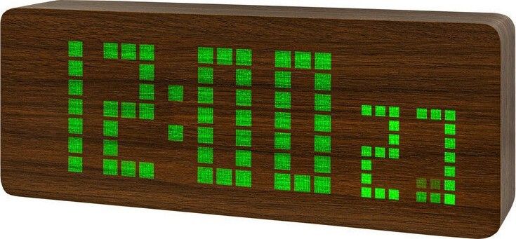 Сетевые часы vst870-4 зелен цифры (темно-коричневый) +блок