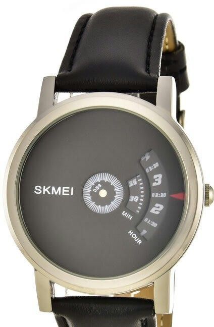 Skmei 1260LSIBK silver/black leather belt