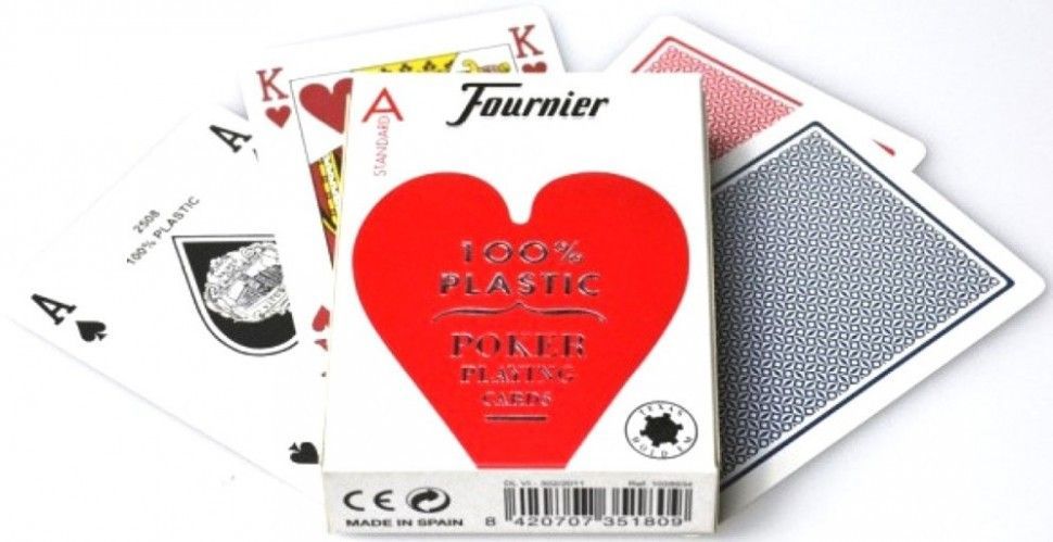 Карты "Fournier no. 2800 jumbo index red" 100% пластик