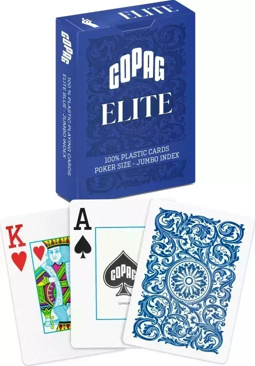 Карты "1546 Elite Plastic Poker Size Jumbo Index blue Single deck"