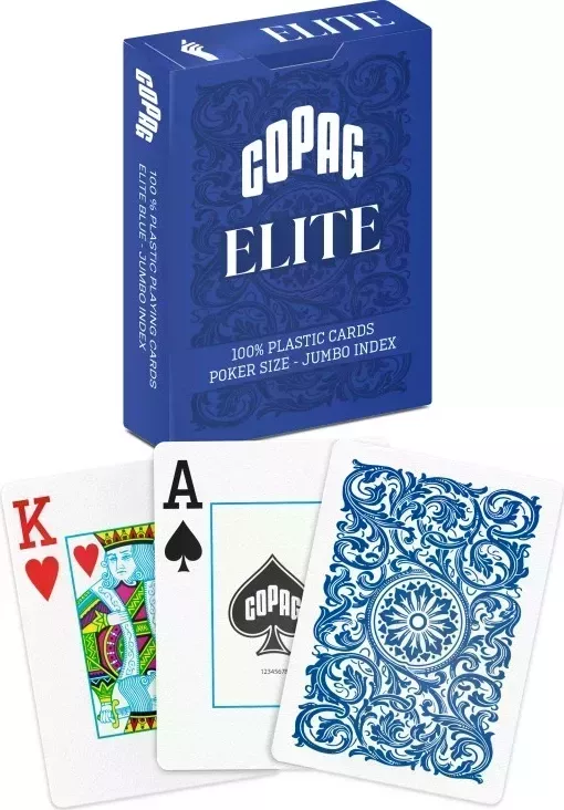 Карты "1546 Elite Plastic Poker Size Jumbo Index blue Single deck"